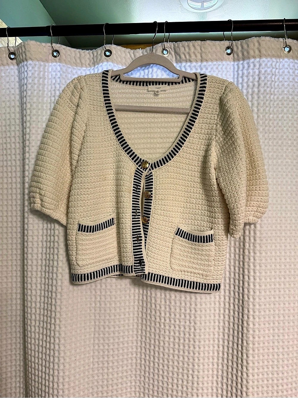 A Loves A Striped Cardigan Cream & Black Medium Like New